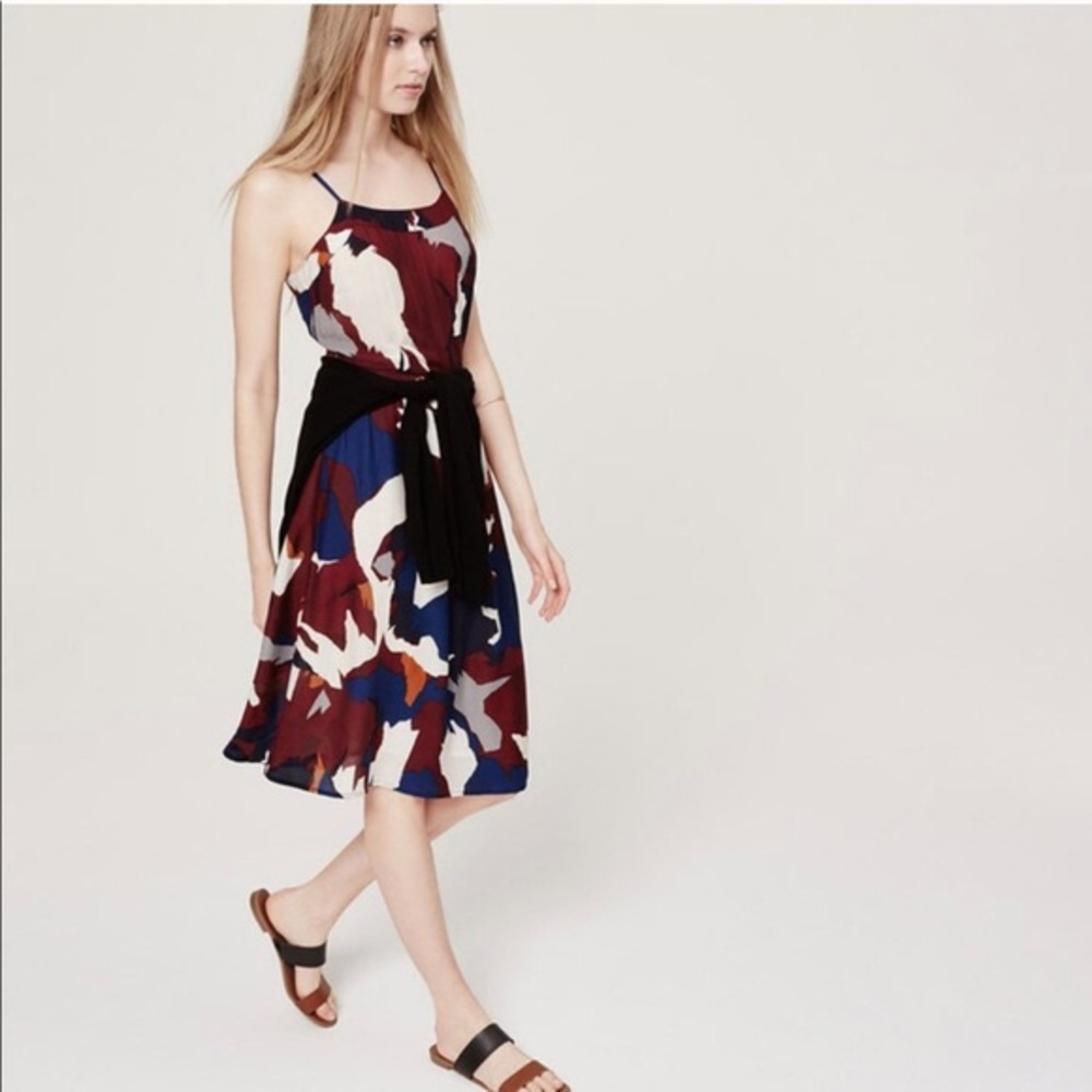 LOFT Painterly Midi Dress